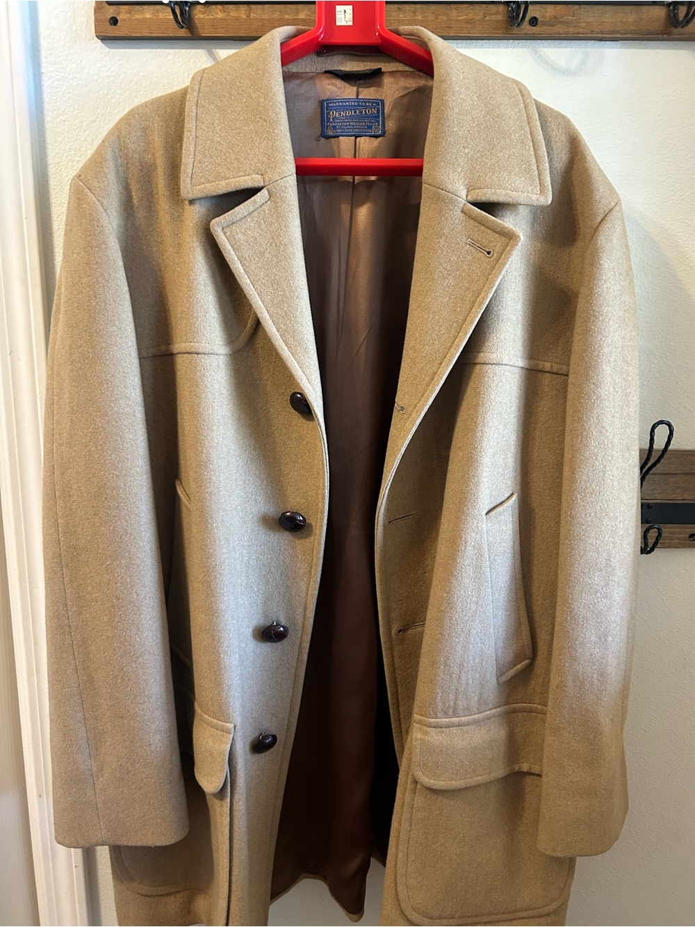 Pendleton Men's Beige/Tan Wool Pea Coat